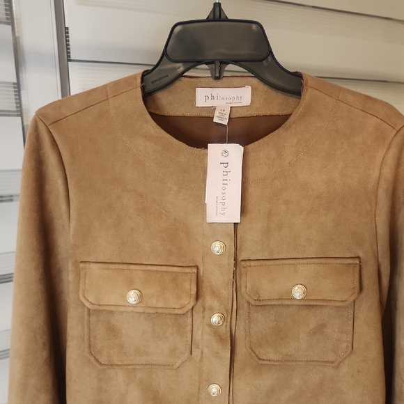 Philosophy Camel Women's Suede Biker Blazer Size S - Picture 2 of 5